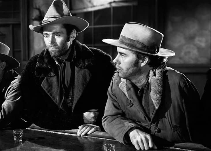 Henry Fonda and Harry Morgan in a scene from "The Ox-Bow Incident"