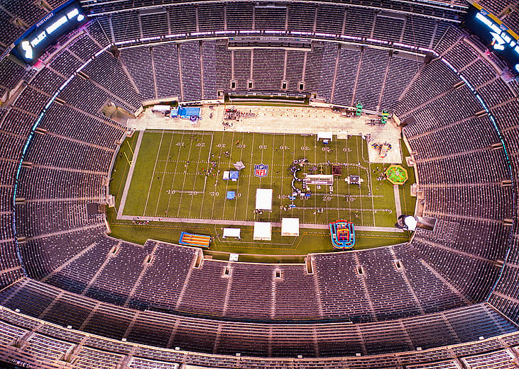 Aerial photo inside Metlife Stadium in Rutherford, NJ.
