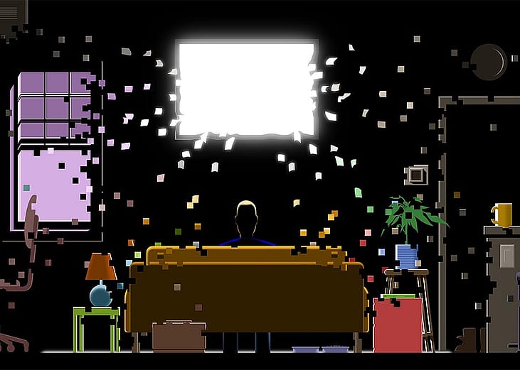 illustration concept of pixels of data on screen being recorded