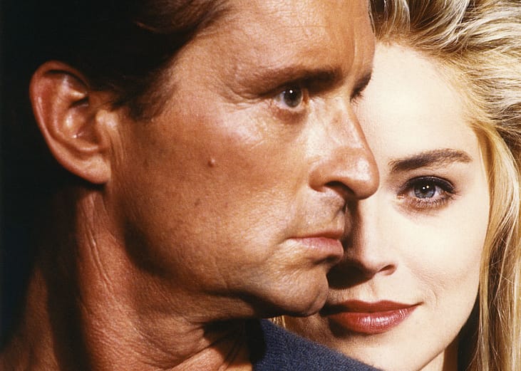 Actors Michael Douglas and Sharon Stone in 'Basic Instinct.'