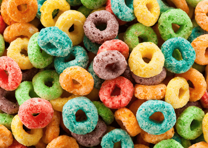 Froot Loops, Honey Bunches of Oats, and other cereals