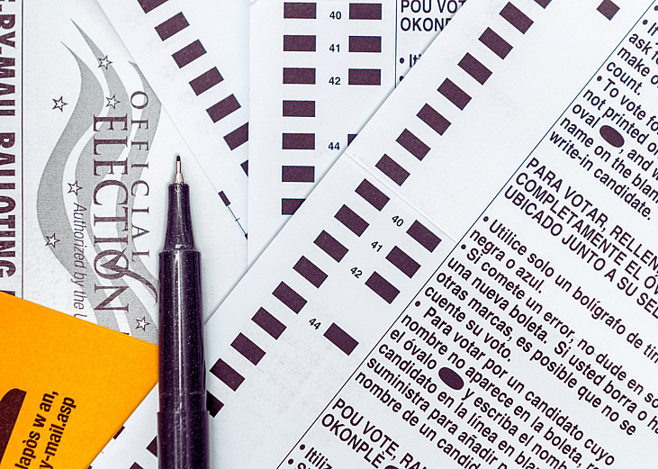 Close-up view of an unmarked ballot.