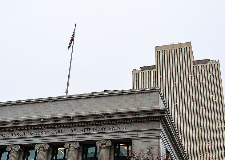 The Church Administration Building is photographed in downtown Salt Lake City.