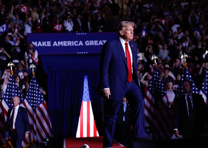 Trump at a campaign rally at McCamish Pavilion on October 28, 2024 in Atlanta, Georgia. 