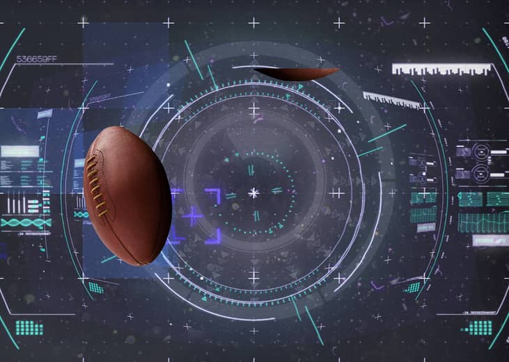 Conceptual illustration of data processing and scope scanning for sports such as rugby.