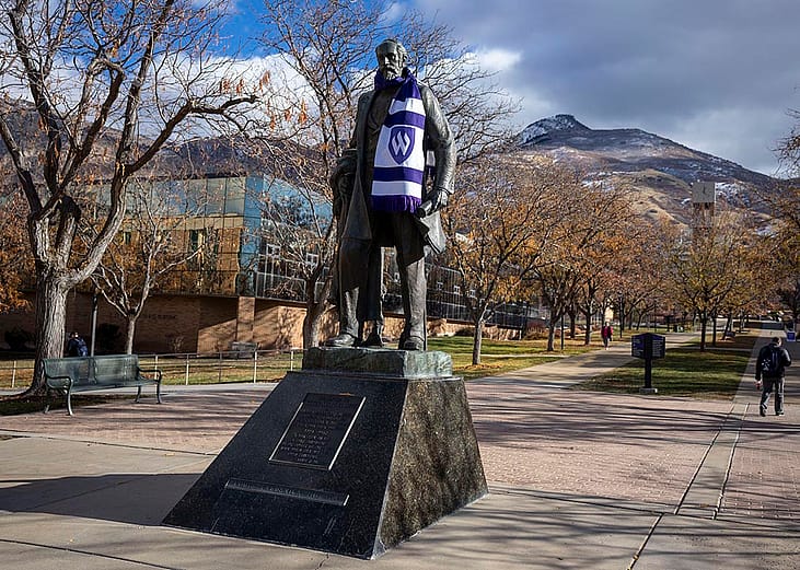The Louis Frederick Moench statue at Weber State University.