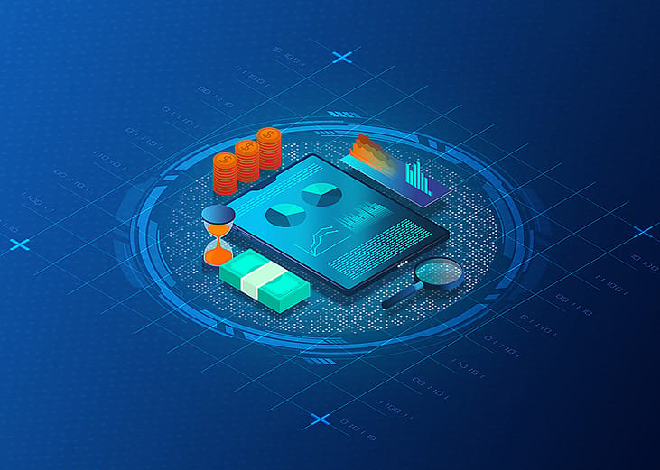 A 3d concept of an Accounts Payable (AP) automation application software.