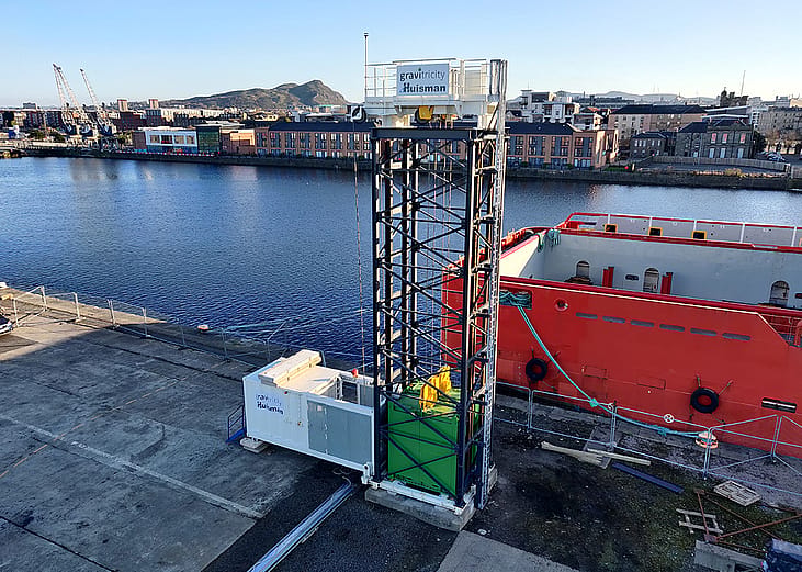 A gravity energy storage prototype created in Edinburgh, Scotland.