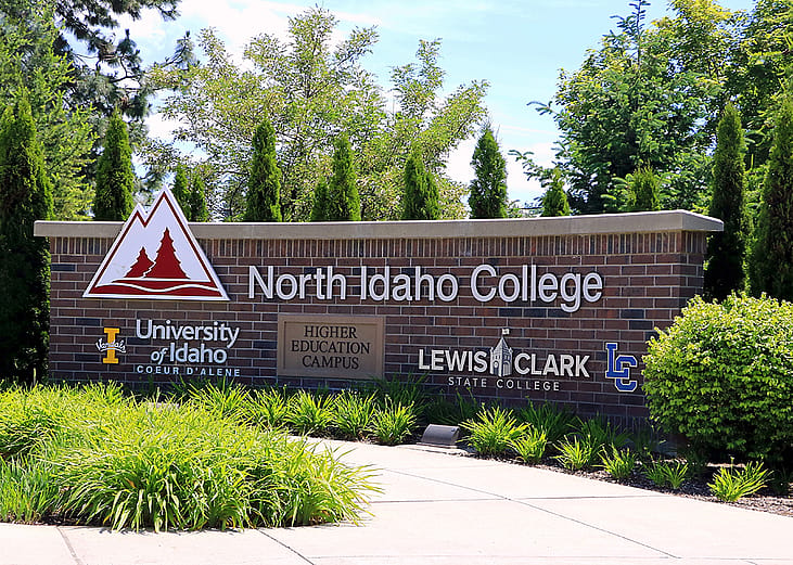 North Idaho College entrance sign in Coeur d'Alene, Idaho.