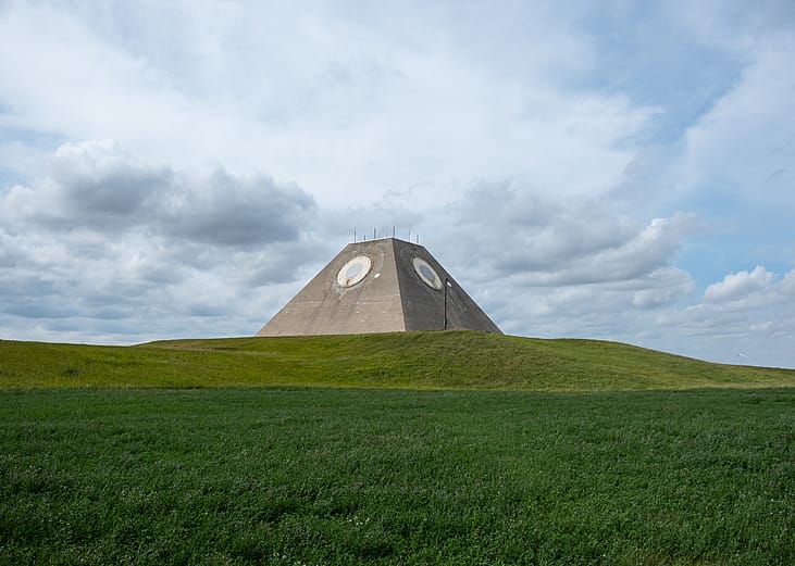 The missile site radar pyramid at the Stanley R. Mickelsen Safeguard Complex Nekoma, North Dakota.