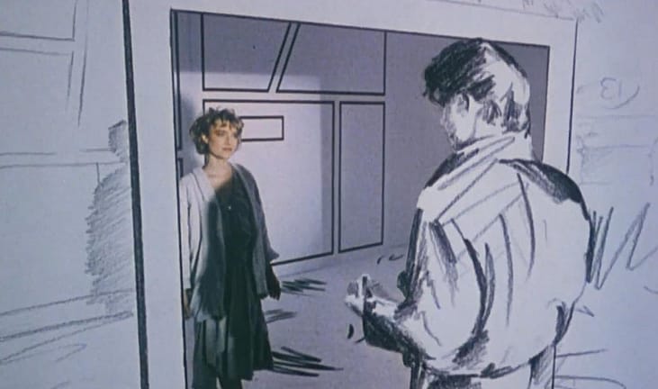 Screenshot from the music video for Take On Me by a-ha