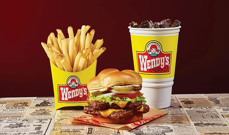 Wendy's products in the nostalgic yellow packaging.