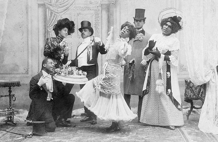 A historical photo of a cakewalk.