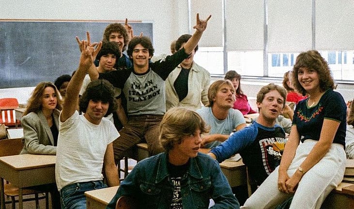High School students posing for the camera in 1981
