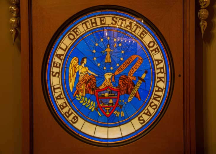 The seal of Arkansas.