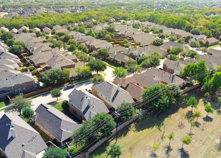 Neighborhood of homes in Argyle.