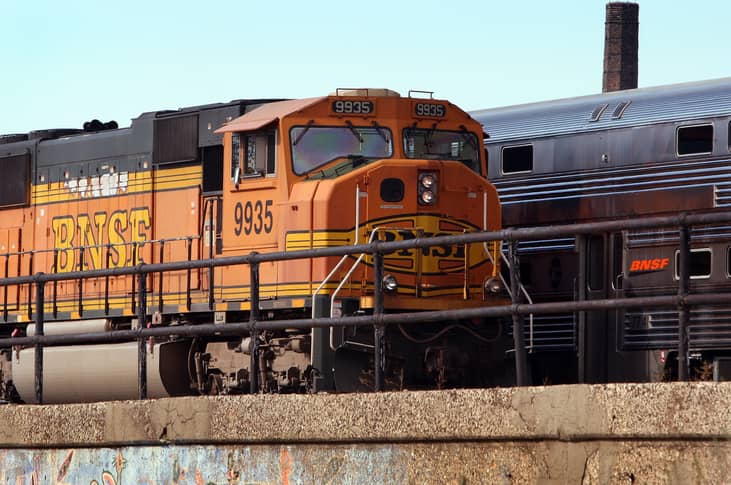 BNSF railroad cars.