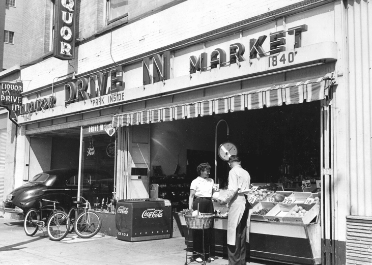 1924: Ye Market Place introduces the drive-in market