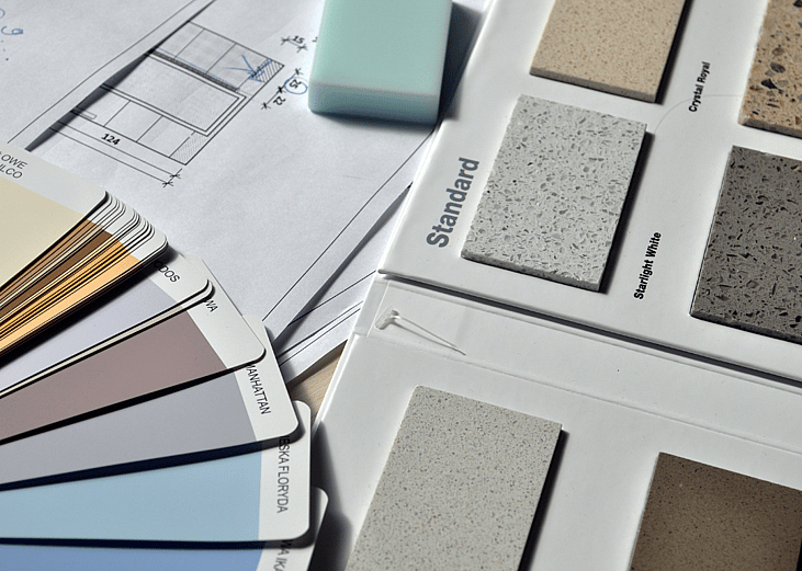 A color wheel for paint and countertop samples.