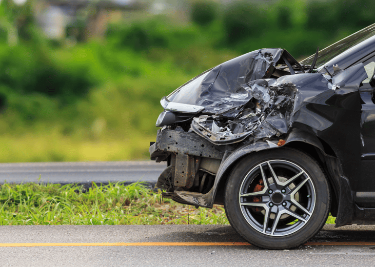 A car that was damaged in an accident.