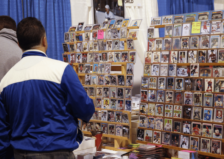 Trading cards on display for sale 