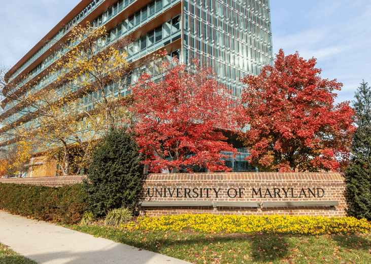 The entrance sign at the University of Maryland - College Park.