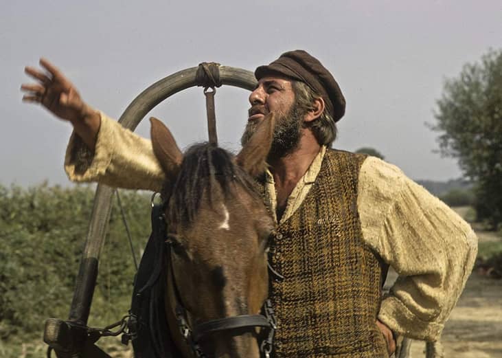 A man plowing with a horse.