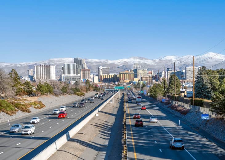 Traffic on I80 in Reno, Nevada.