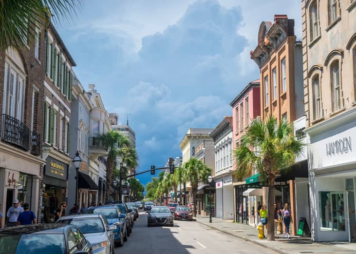 Charleston, South Carolina busy streets.