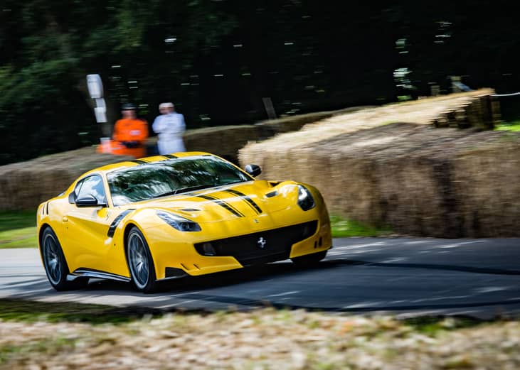 The Ferrari F12 TDF takes to the Goodwood hillclimb.
