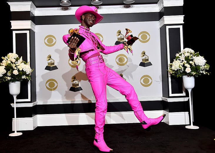 Cardi B dressed as a pearl in an oyster shell gown at the 2019 Grammys.