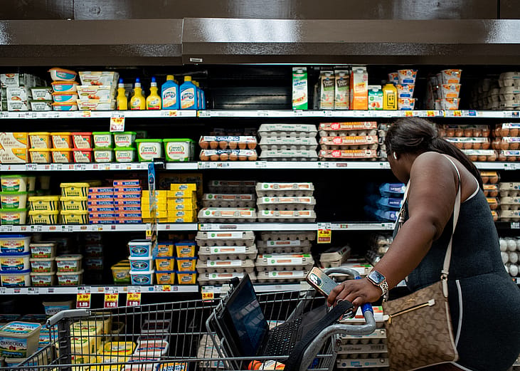 A woman shopping for groceries.