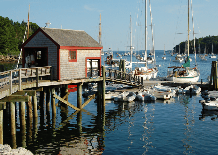 Sailboats on the Maine coast.