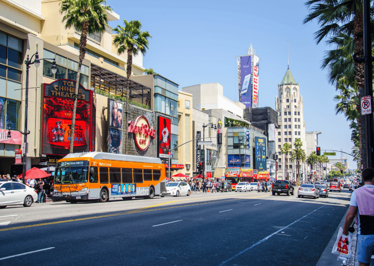 Busy street in Hollywood, California.