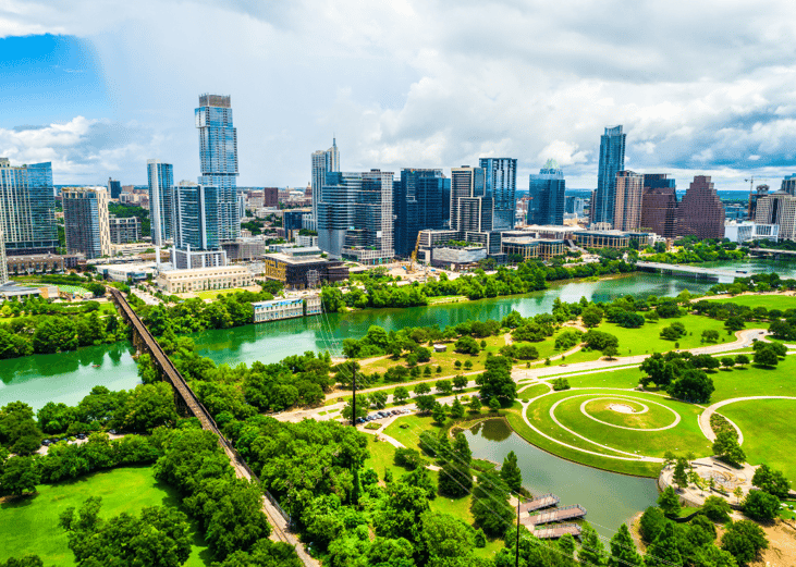 Aerial view of Austin, Texas.