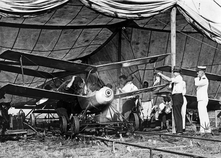 Pictured: Kettering Aerial Torpedo Bug being launched from a four-wheeled dolly that ran down a portable track.
