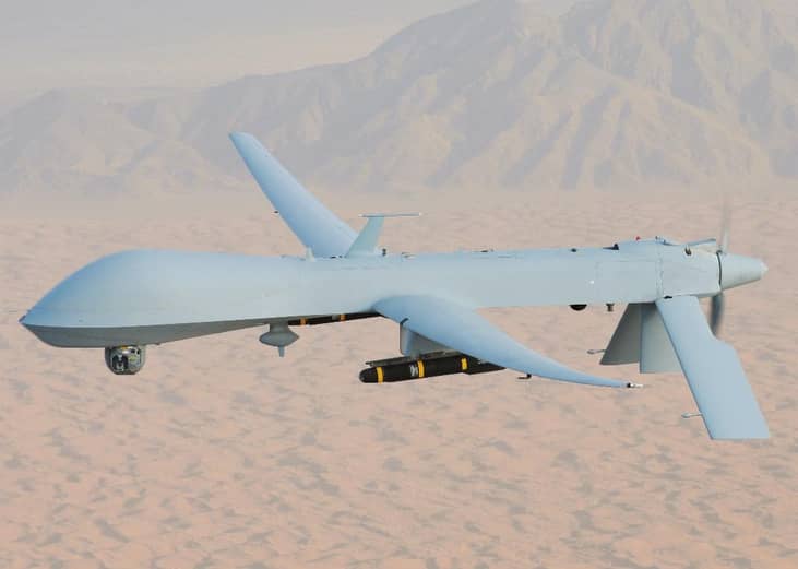 Pictured: An MQ-1 Predator, armed with AGM-114 Hellfire missiles, piloted by Lt. Col. Scott Miller on a combat mission over southern Afghanistan