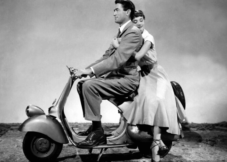 Audrey Hepburn and Gregory Peck in "Roman Holiday".