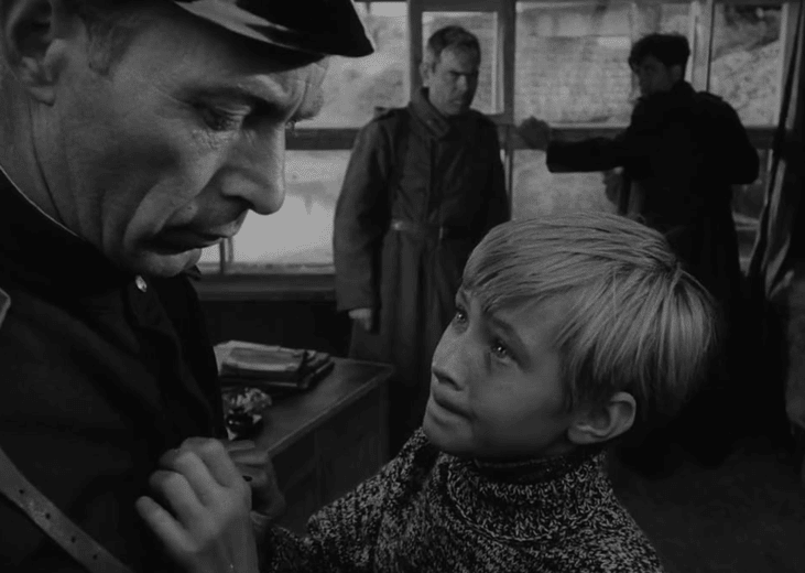 Nikolay Burlyaev, Nikolay Grinko, Stepan Krylov, and Valentin Zubkov in Ivan's Childhood.