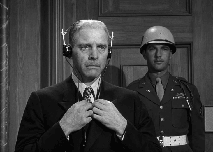 Burt Lancaster in a scene from "Judgment at Nuremberg".