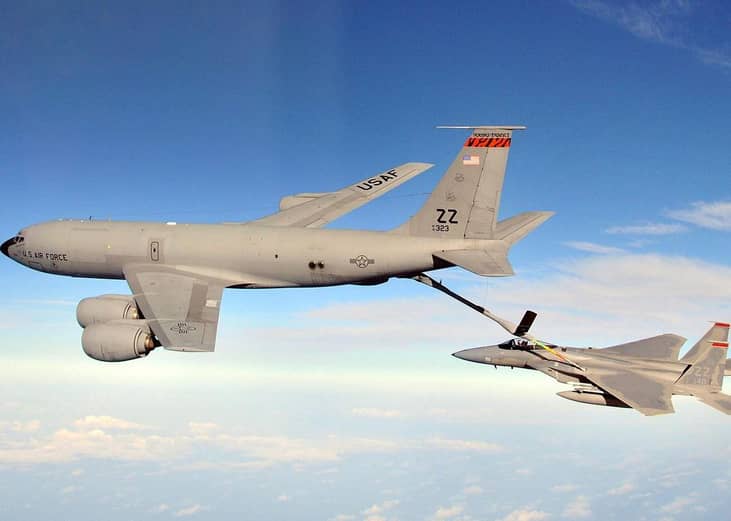 Pictured: F-15C Eagles from the 67th Fighter Squadron at Kadena Air Base, Japan, are refueled by a KC-135R Stratotanker from the 909th Air Refueling Squadron during joint bilateral training with other U.S. forces and the Japan Air Self Defense Force on Feb. 25, 2010