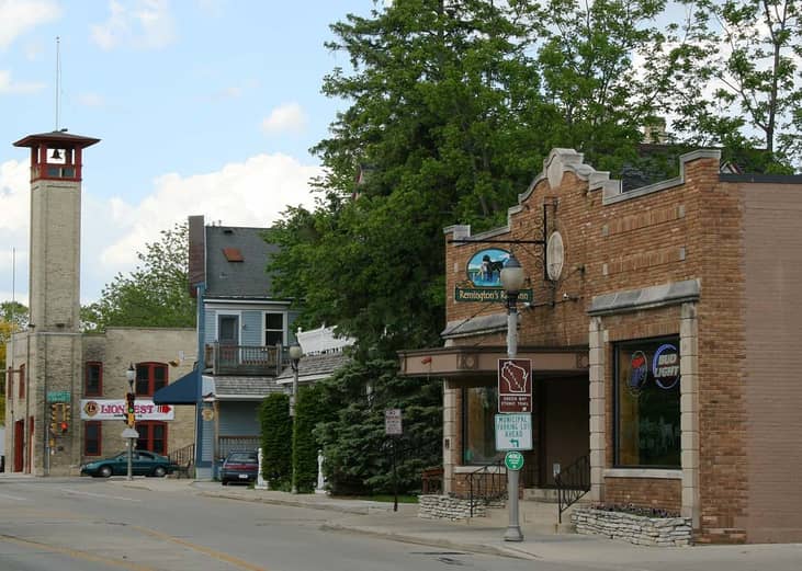 The Main Street Historic District in Thiensville, Wisconsin.