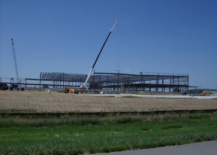 View of construction from highway.