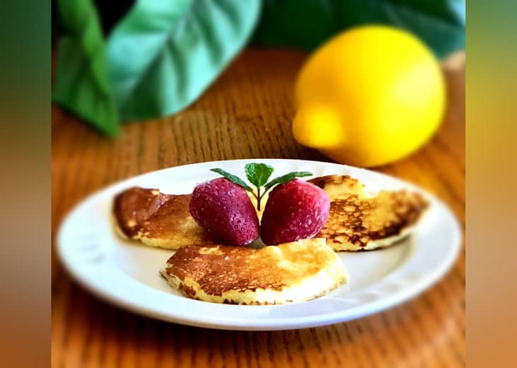 Romantic Lemon Cheesecake Pancakes