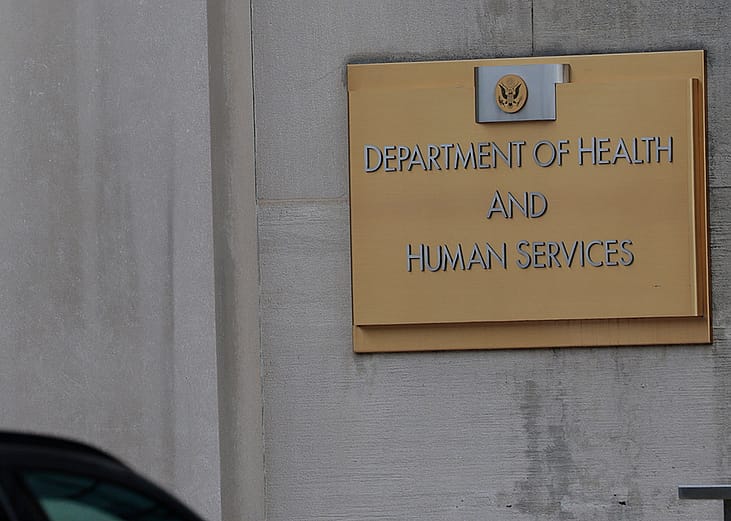 Signage for the Department of Health and Human Services (HHS) headquarters in Washington, D.C.