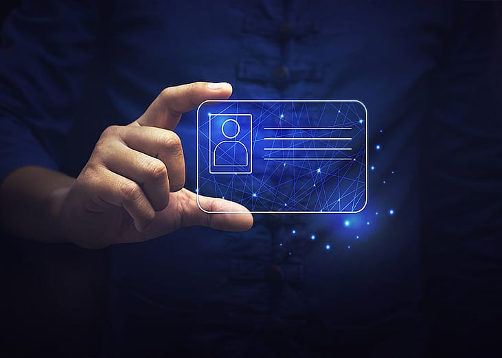 Person holding a virtual ID.