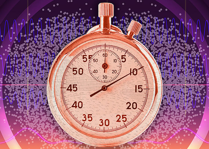 Illustration showing concept of studying time at molecular levels.