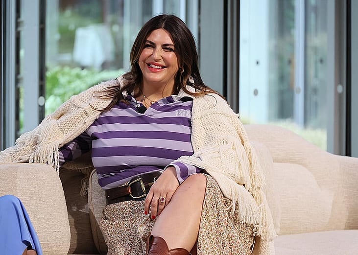 Katie Sturino speaks on stage at The BoF Professional Summit at The Times Center in New York City.