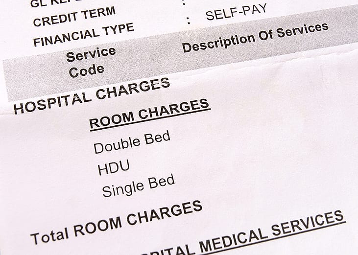 An itemized hospital bill.