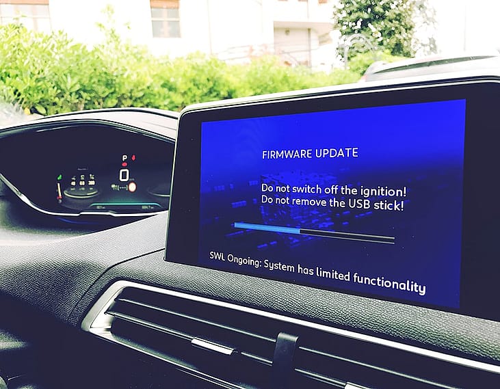 Firmware update on a car.